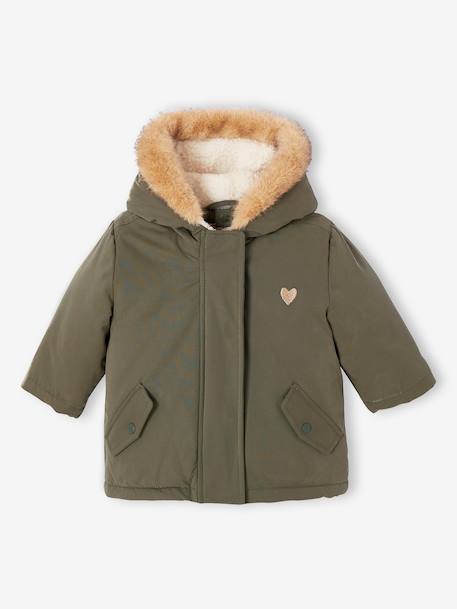Parka + lightweight jacket 3-in-1 for babies old rose+olive 