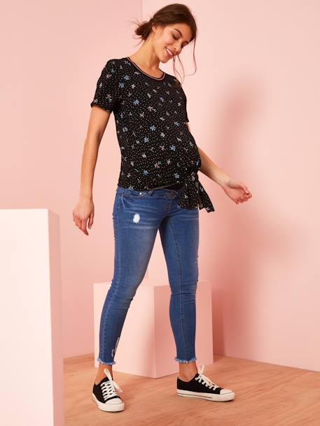 Maternity Tie Knot T-Shirt BLACK DARK ALL OVER PRINTED 