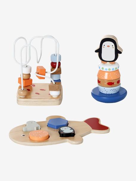 Trio of BANQUISE wooden toys in FSC® wood white 