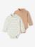 Pack of 2 Bodysuits in Interlock, 1 Striped + 1 Plain, for Newborns beige 