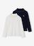 Pack of 2 Rib Knit Polo Neck Tops for Girls ecru 