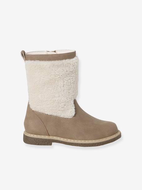 Zip-Up Faux-Fur Lined Boots for Girls taupe 