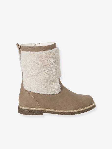 Zip-Up Faux-Fur Lined Boots for Girls taupe 