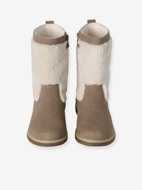 Zip-Up Faux-Fur Lined Boots for Girls taupe 
