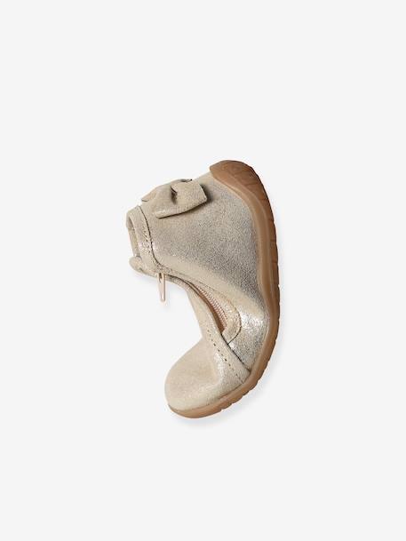 Zipped Soft Leather Ankle Boots for Babies gold+old rose 