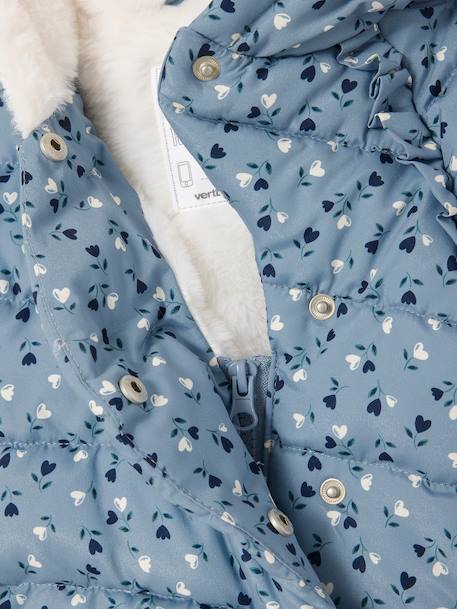 Asymmetric Jacket, Lined, for Babies grey blue+iridescent copper+Light Pink/Print 
