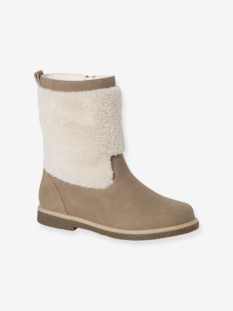 Zip-Up Faux-Fur Lined Boots for Girls taupe 