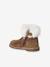 Fur-Lined Zip Leather Boots for Girls brown 
