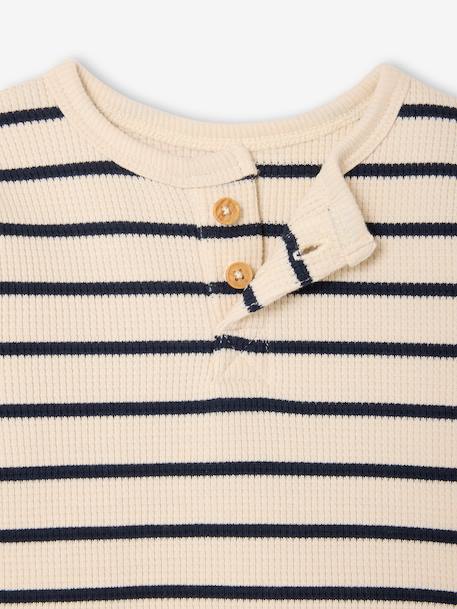 Pack of 2 long-sleeved honeycomb t-shirts for babies striped navy blue 