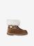 Fur-Lined Zip Leather Boots for Girls brown 