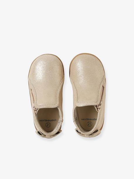 Zipped Soft Leather Ankle Boots for Babies gold+old rose 