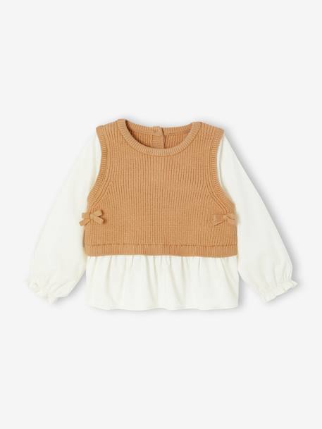 Set of 3 baby items: 2-in-1 jumper + short + scarf terracotta 