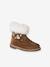 Fur-Lined Zip Leather Boots for Girls brown 