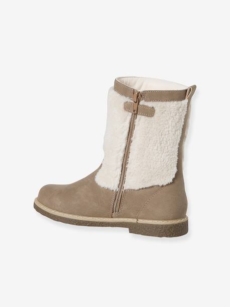 Zip-Up Faux-Fur Lined Boots for Girls taupe 