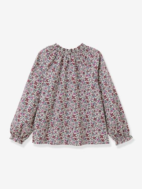 Blouse for Girls in Liberty Meadow Fabric, CYRILLUS rose 