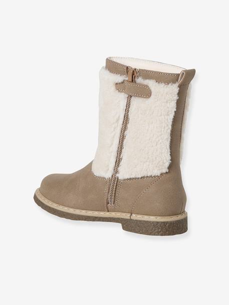Zip-Up Faux-Fur Lined Boots for Girls taupe 