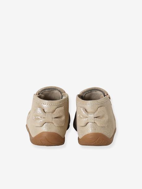 Zipped Soft Leather Ankle Boots for Babies gold+old rose 