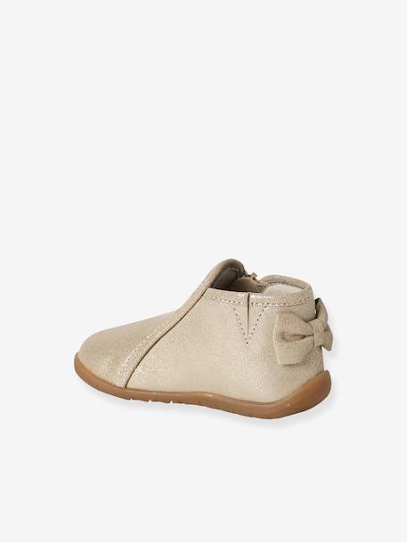 Zipped Soft Leather Ankle Boots for Babies gold+old rose 