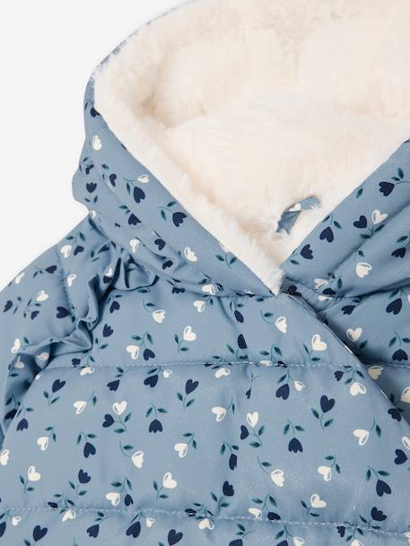 Asymmetric Jacket, Lined, for Babies grey blue+iridescent copper+Light Pink/Print 