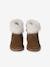 Fur-Lined Zip Leather Boots for Girls brown 