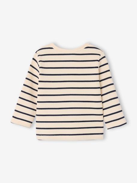 Pack of 2 long-sleeved honeycomb t-shirts for babies striped navy blue 