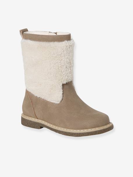 Zip-Up Faux-Fur Lined Boots for Girls taupe 