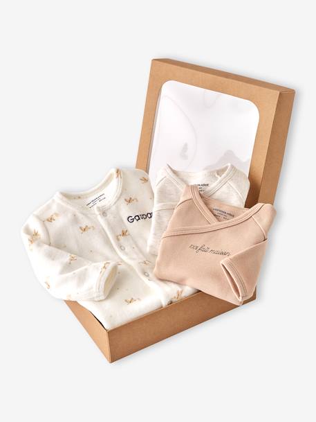 Set of 3 Items for Newborns: 1 Sleepsuit + 2 Bodysuits ecru 