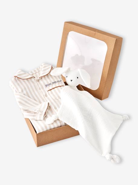 Sleepsuit set in flannel + comforter beige 
