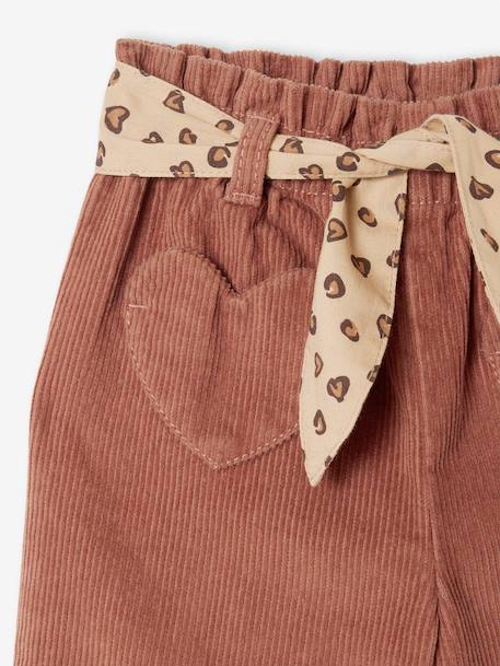 Corduroy Trousers with 'Leopard' Tie Belt for Babies terracotta 