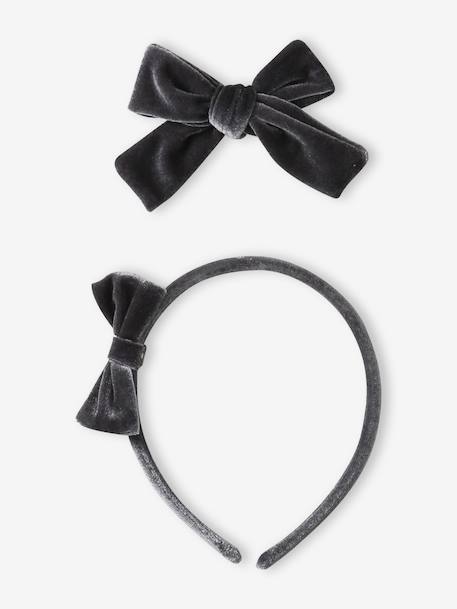 Alice Band & Hair Clip Set in Velour anthracite 