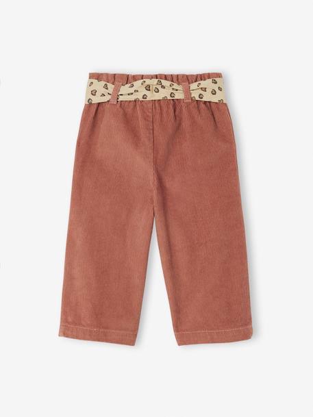 Corduroy Trousers with 'Leopard' Tie Belt for Babies terracotta 