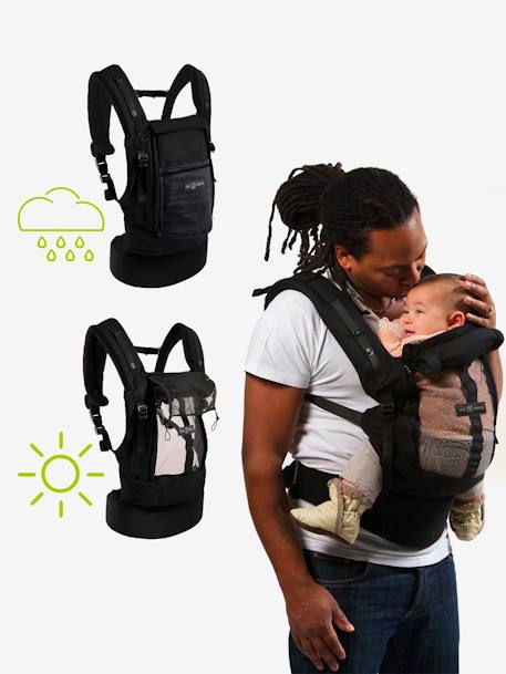 PhysioCarrier Baby Carrier + Booster Seat + Head Support Pack Bundle by JE PORTE MON BEBE Black 