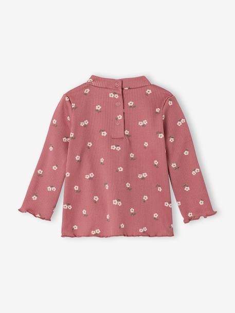 Printed long-sleeved baby t-shirt marl beige+old rose 