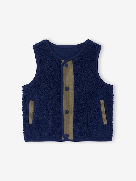 Sleeveless cardigan with press-stud fastening at the front navy blue 