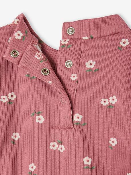 Printed long-sleeved baby t-shirt marl beige+old rose 