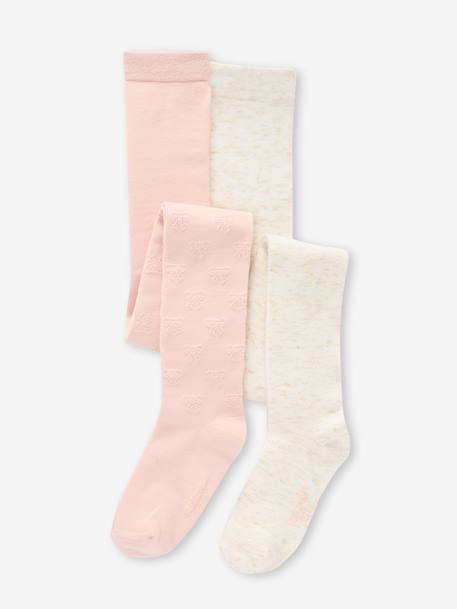 Pack of 2 Pairs of Party Tights for Girls pale pink 