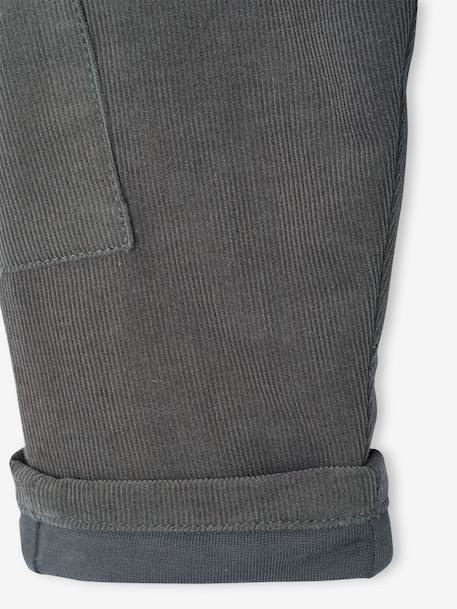Lined Corduroy Combat Trousers for Babies anthracite+khaki 