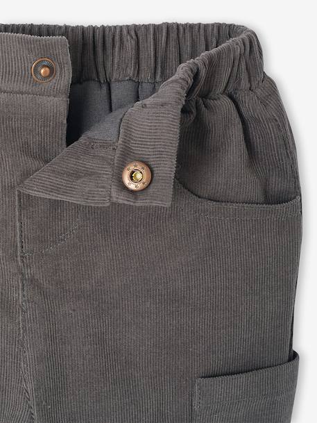 Lined Corduroy Combat Trousers for Babies anthracite+khaki 