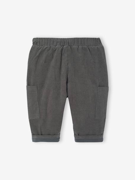 Lined Corduroy Combat Trousers for Babies anthracite+khaki 