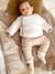 Trousers in Cotton Fleece, for Newborn Babies 6316+BEIGE LIGHT ALL OVER PRINTED+camel+rose 