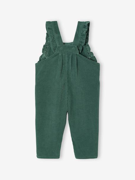 Corduroy Dungarees with Ruffles for Babies green+PURPLE DARK SOLID 