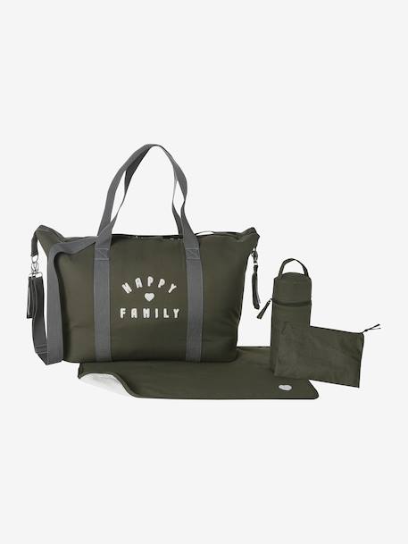 Weekend Changing Bag with Print: La Vie est Pleine de Surprises Dark Blue+GREEN MEDIUM SOLID WITH DESIG+khaki 