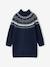 Knitted Jacquard Dress for Girls ecru+navy blue 