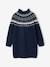 Knitted Jacquard Dress for Girls ecru+navy blue 