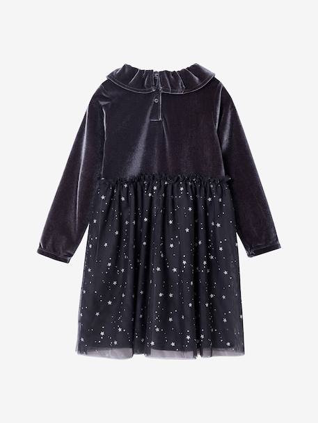 Girl's Christmas velvet dress with starry tulle anthracite 