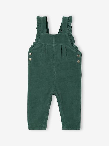 Corduroy Dungarees with Ruffles for Babies green+PURPLE DARK SOLID 