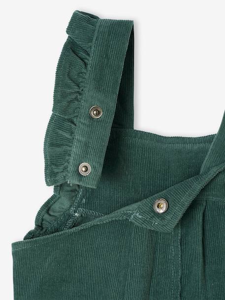 Corduroy Dungarees with Ruffles for Babies green+PURPLE DARK SOLID 