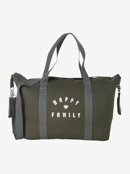 Weekend Changing Bag with Print: La Vie est Pleine de Surprises Dark Blue+GREEN MEDIUM SOLID WITH DESIG+khaki 