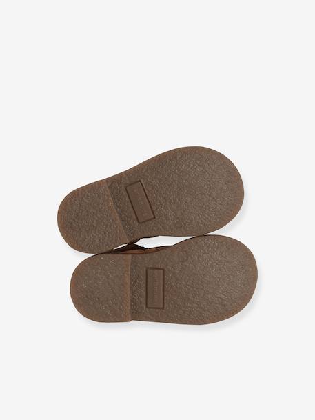 Zipped Leather Boots for Girls camel 