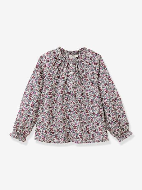 Blouse for Girls in Liberty Meadow Fabric, CYRILLUS rose 